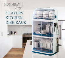 Load image into Gallery viewer, [HOMMBAY Kitchens] 3 Tier Kitchen Dish Rack Organiser / Kitchenware Storage Rack with Drainage
