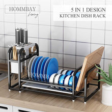 Load image into Gallery viewer, HOMMBAY 5 in 1 Kitchen Dish Rack , Stainless Steel Dish Rack with Cutlery Holder &amp; Knife Holder &amp; Chopping Board Holder
