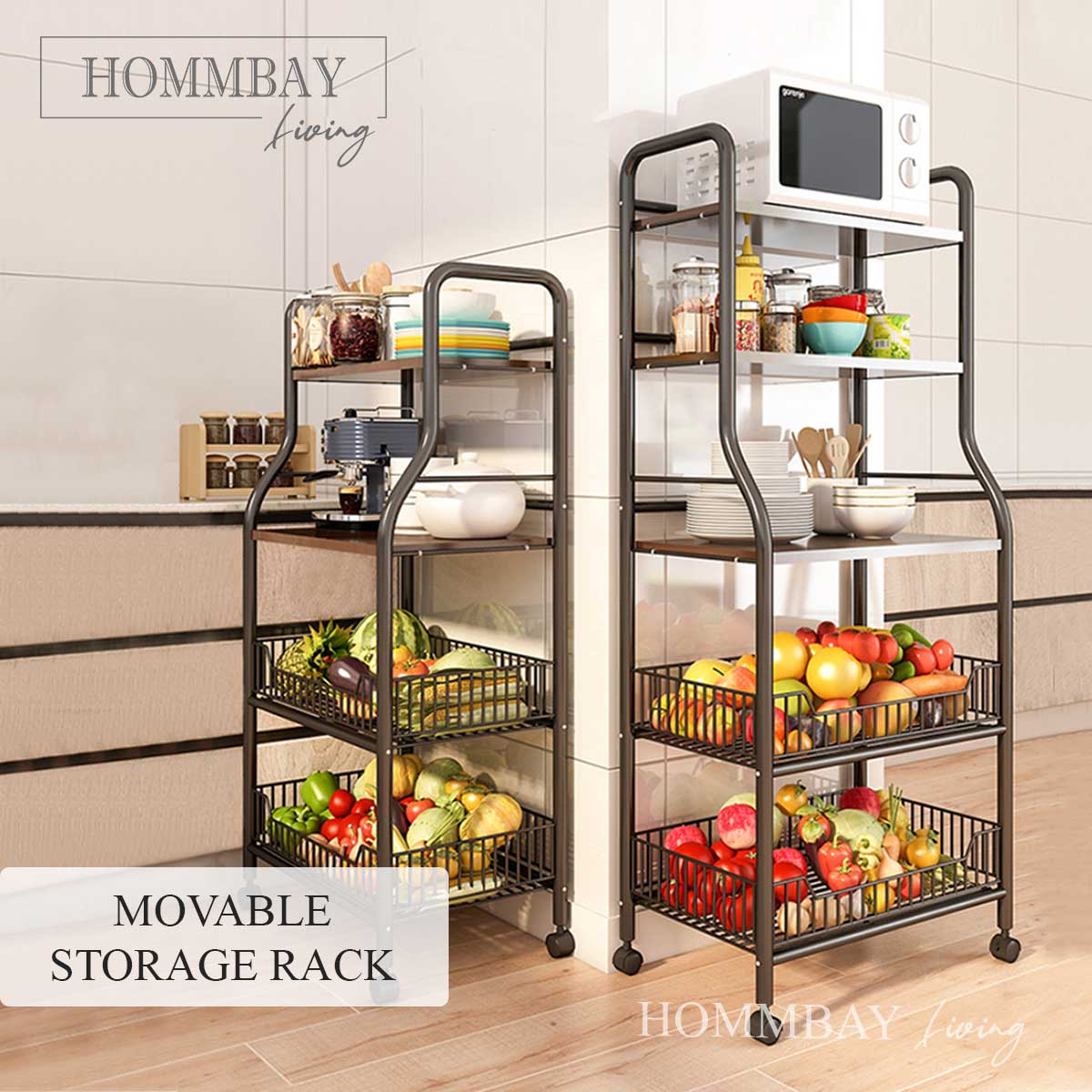 Hommoo Multipurpose Kitchen Storage Rack, Kitchen Baker's Rack