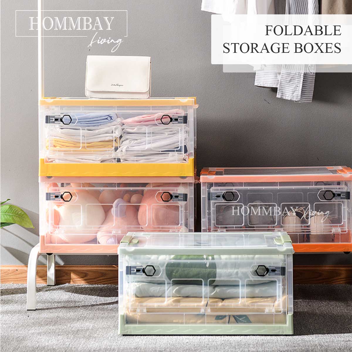 Homall Collapsible Storage Bins with Lids, 19 gal Folding Storage