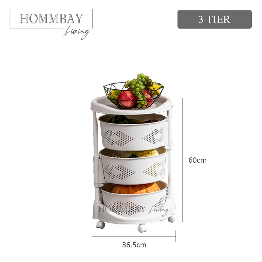 HOMMBAY Kitchen Multi-Functional Rotating Movable Kitchen Storage Rack 3 Tier & 4 Tier & 5 Tier