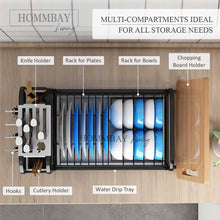 Load image into Gallery viewer, HOMMBAY 5 in 1 Kitchen Dish Rack , Stainless Steel Dish Rack with Cutlery Holder &amp; Knife Holder &amp; Chopping Board Holder
