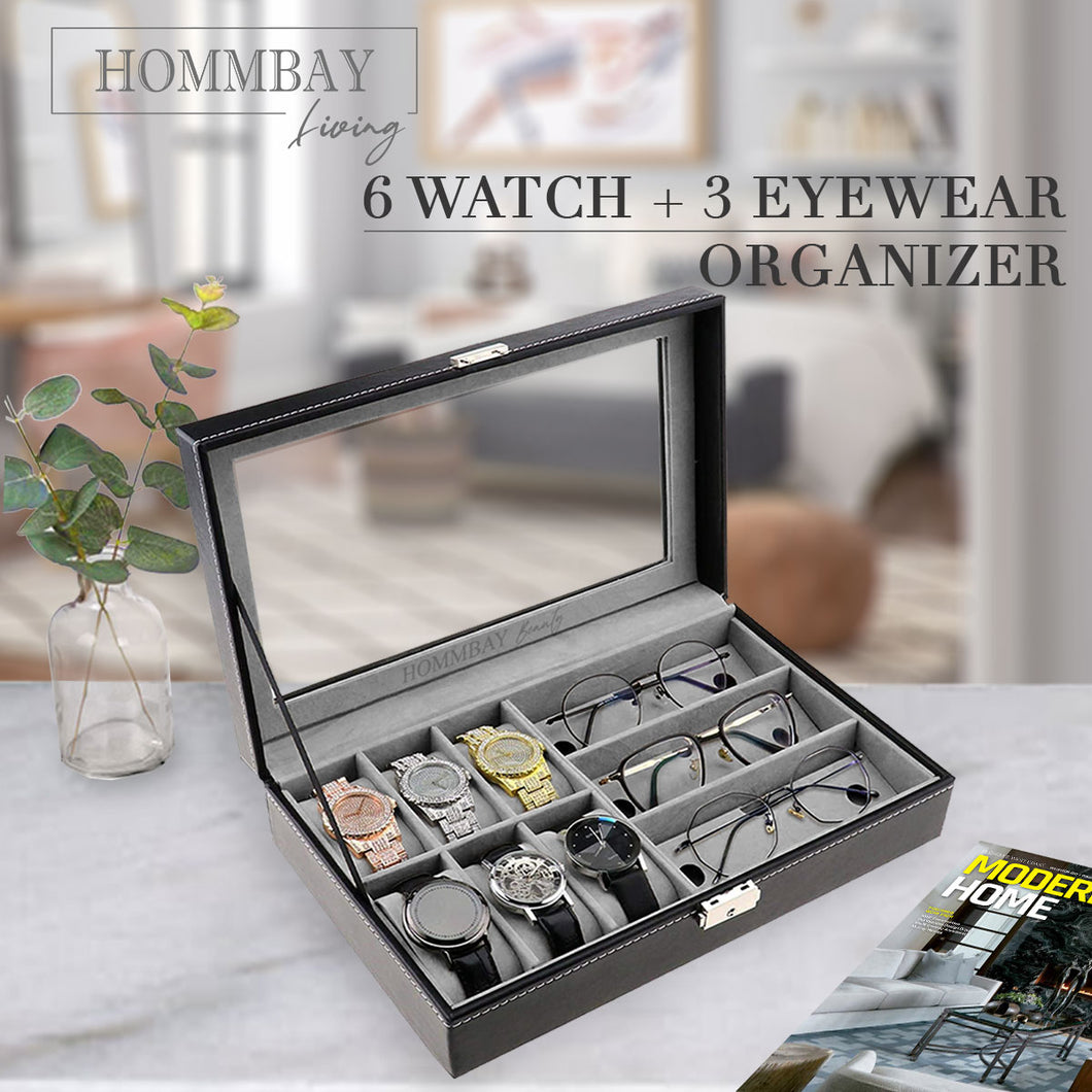 [HOMMBAY Beauty] PU Luxury Watches & Eyewear Storage Box