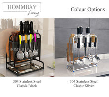 Load image into Gallery viewer, [HOMMBAY Kitchens] Premium 304 Stainless Steel Kitchen Rack / Cutlery &amp; Cooking Knife Holder with Chopping Board Rack
