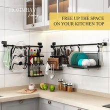 Load image into Gallery viewer, [ HOMMBAY Kitchens ] Stainless Steel Kitchen Shelf / Full Set Hanging Rack in Black
