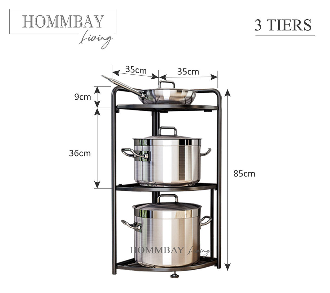 HOMMBAY Kitchen Rack / Multipurpose Foldable Metal Storage Rack / Kitchen Shelf 3 Tier / 4 Tier / 5 Tier