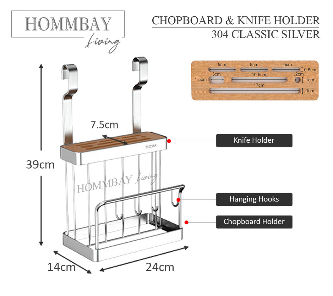 [ HOMMBAY Kitchens ] Premium 304 Stainless Steel Kitchen Shelf / Hanging Rack